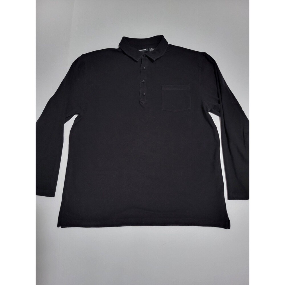(#11) Claiborne Long Sleeve Polo Casual Black Men's XXL